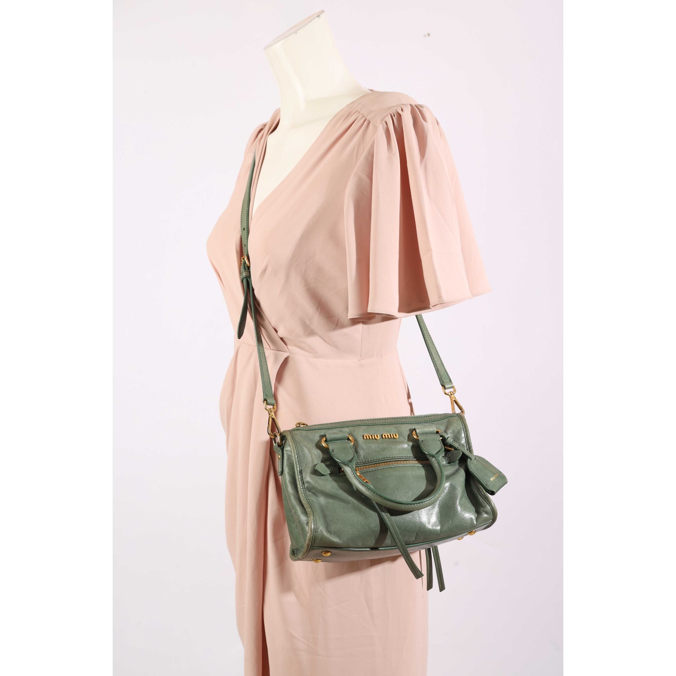 Miu Miu Vitello Shine Small Bauletto Handbag