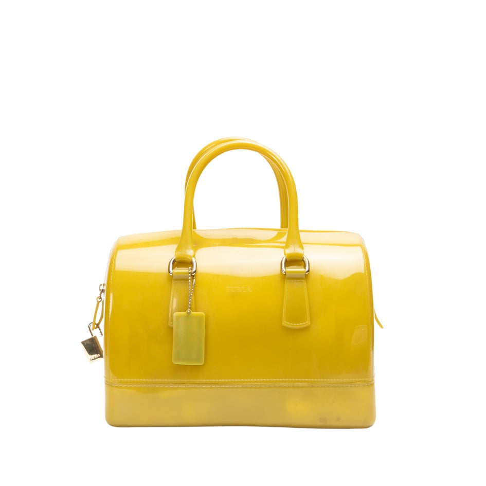 Furla Yellow Glossy Rubber Candy Satchel