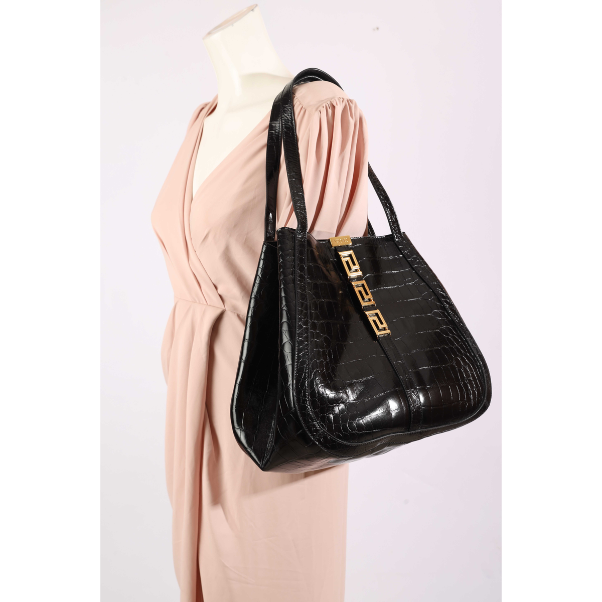 Versace Black Greca Goddess Tote