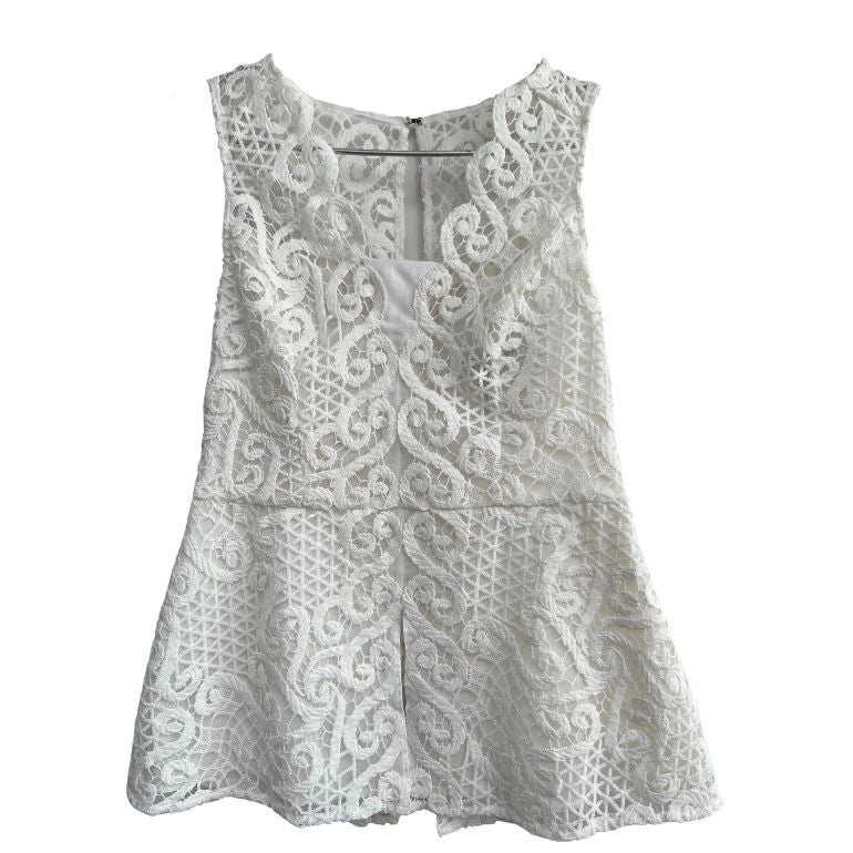 BCBG Maxazria White Lace Top