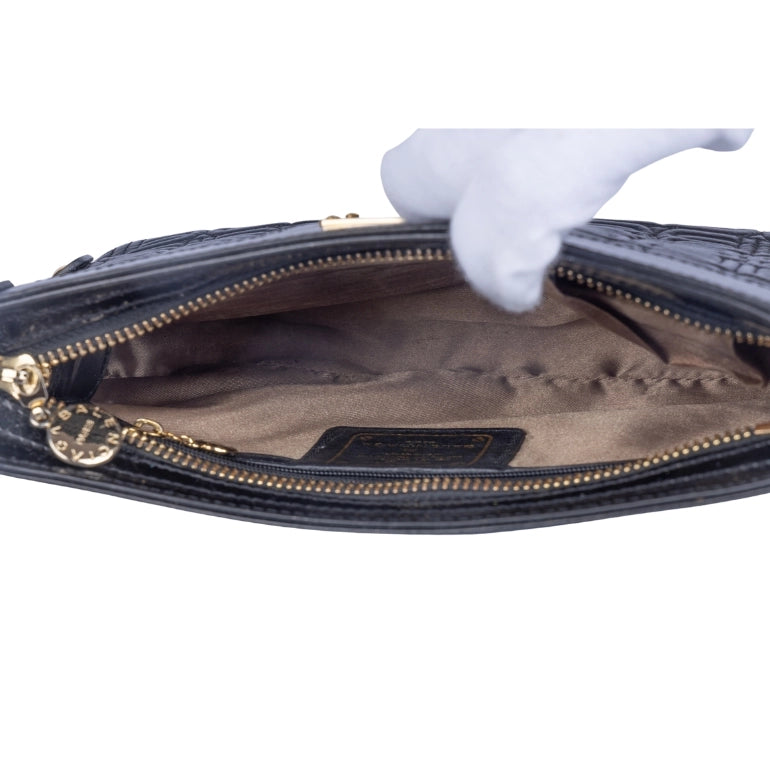 Balenciaga Logo Embossed Leather Pochette