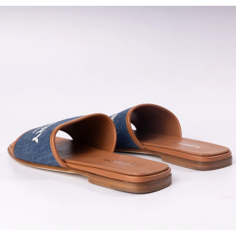 Burberry Carolyn Denim Logo Slide Sandals