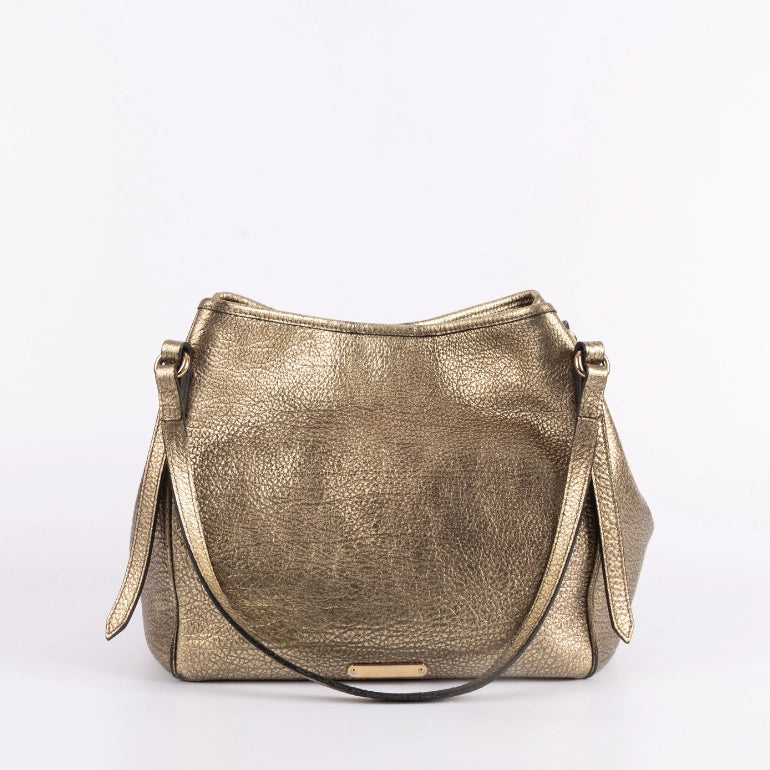 Burberry Metallic Leather Top Handle Tote