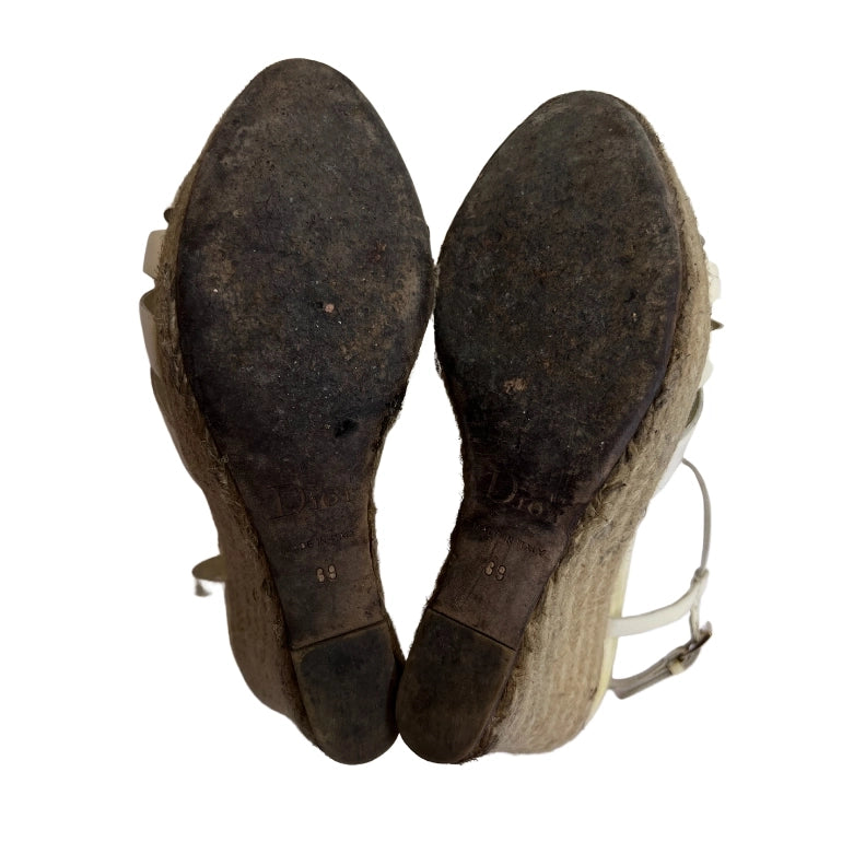 Christian Dior Monogram Patent Leather Wedges