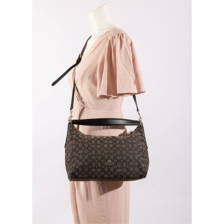 Coach Black Signature Canvas and Leather Celeste Hobo