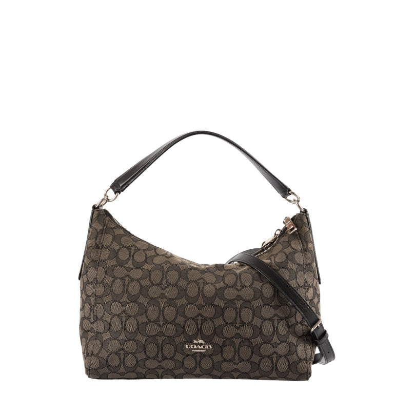 Coach Black Signature Canvas and Leather Celeste Hobo