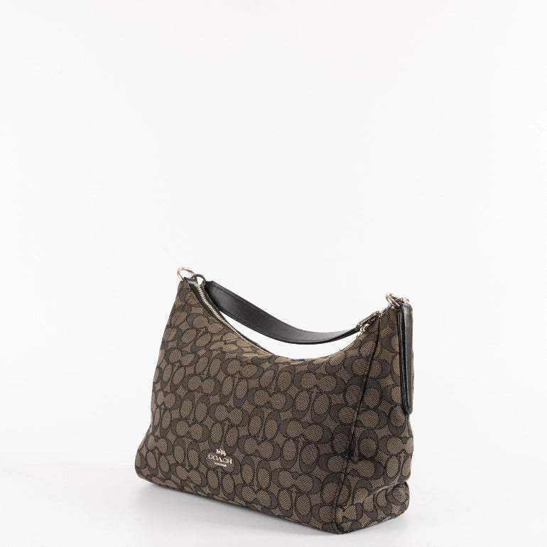 Coach Black Signature Canvas and Leather Celeste Hobo