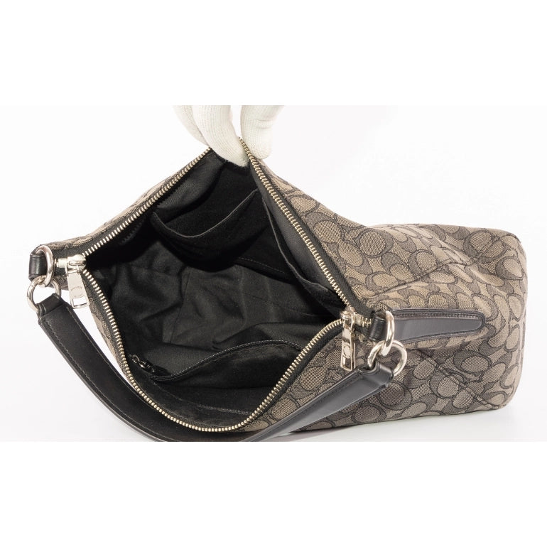 Coach Black Signature Canvas and Leather Celeste Hobo