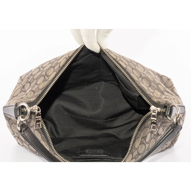 Coach Black Signature Canvas and Leather Celeste Hobo