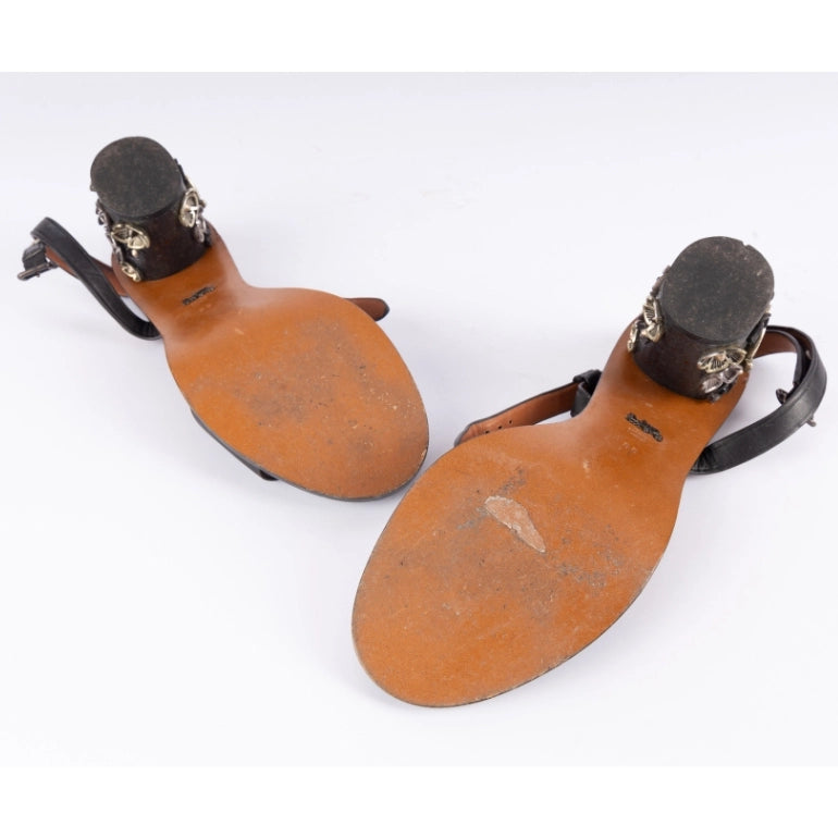 Coach Mid Heel Sandal With Tea Rose