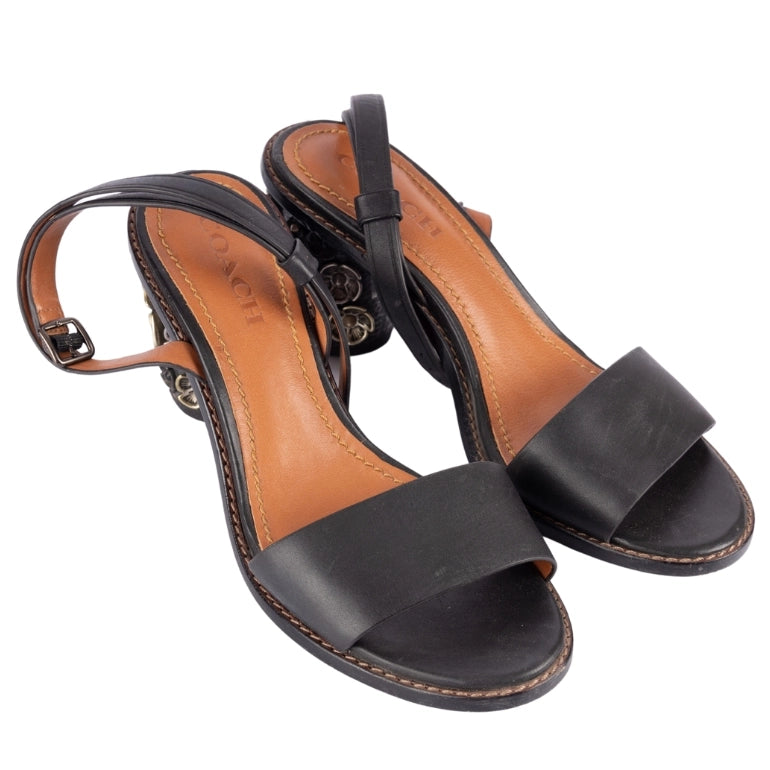 Coach Mid Heel Sandal With Tea Rose