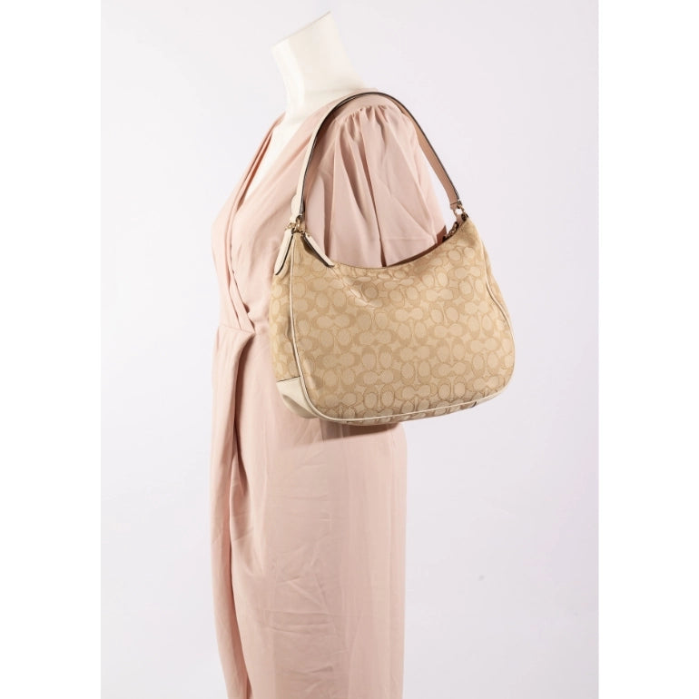 Coach Signature Canvas and Leather Zip Hobo Bag