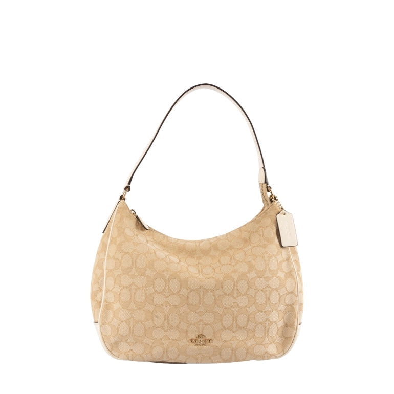 Coach Signature Canvas and Leather Zip Hobo Bag