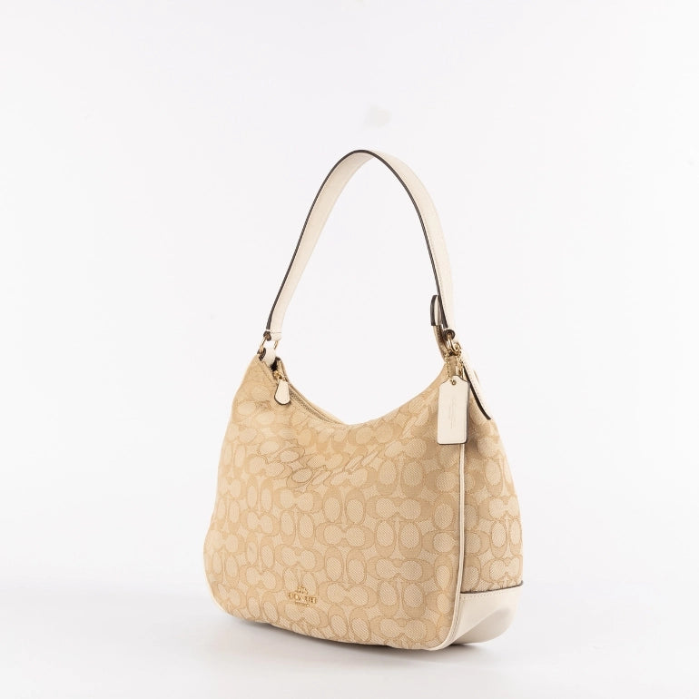 Coach Signature Canvas and Leather Zip Hobo Bag