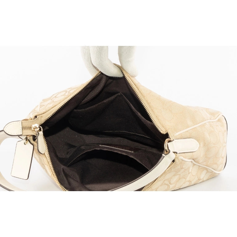 Coach Signature Canvas and Leather Zip Hobo Bag