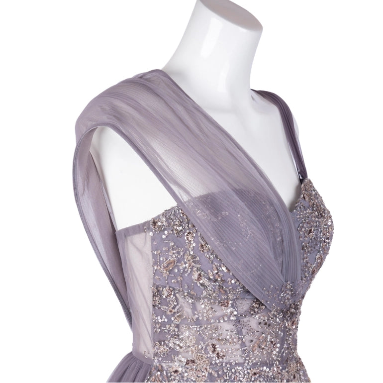 Dolly J Embroidered & Pleated Gown