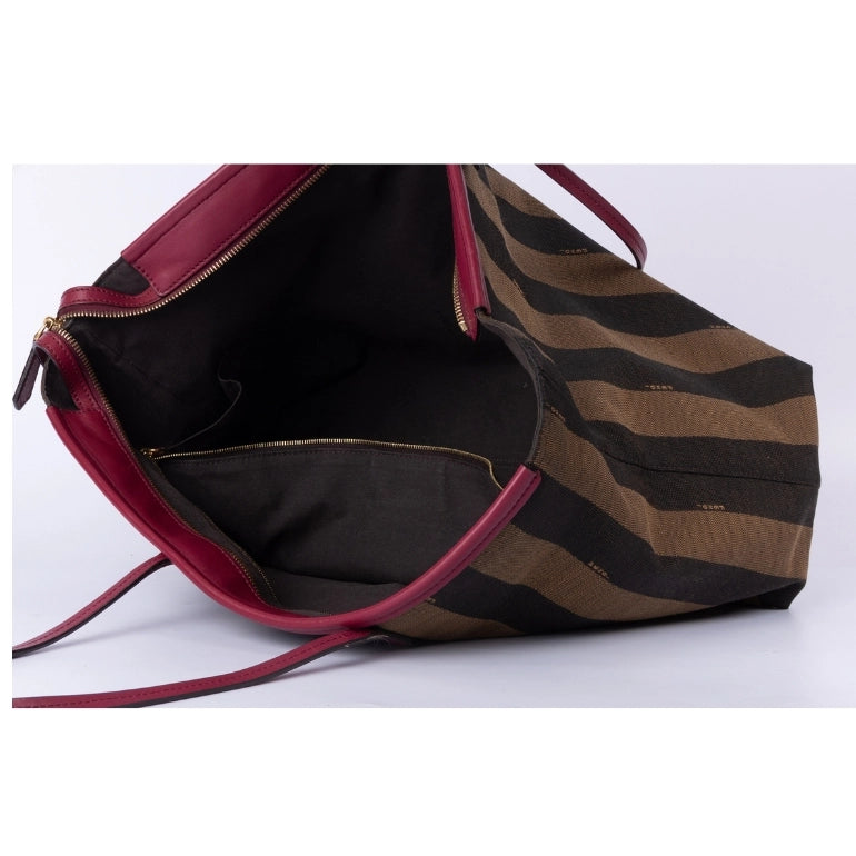 Fendi Pequin Stripe Canvas Roll Tote