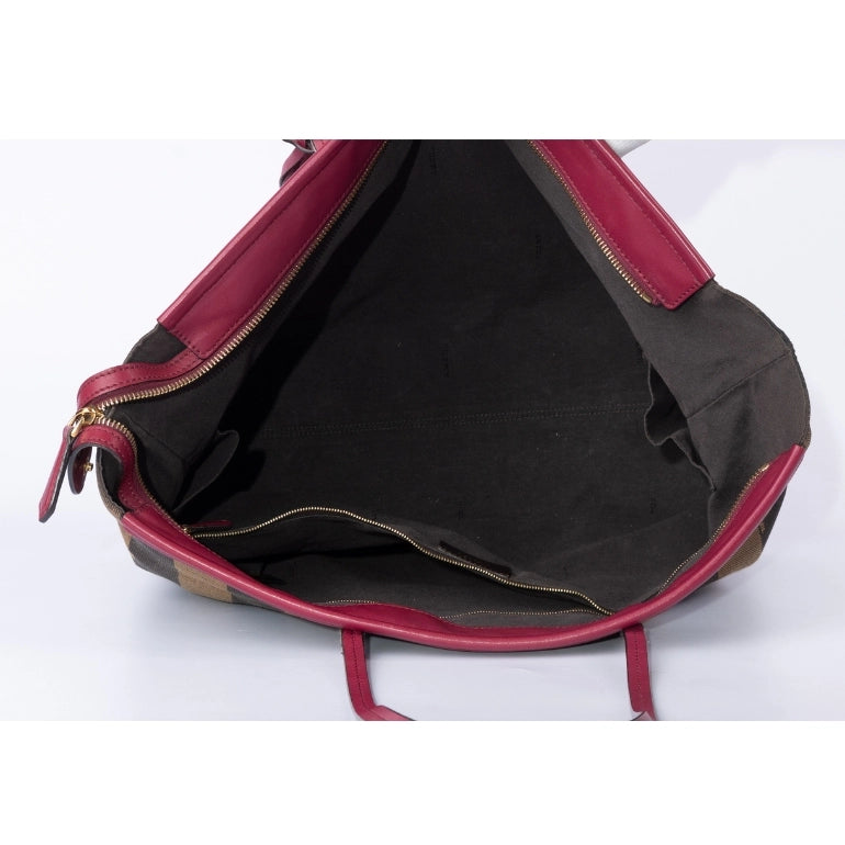 Fendi Pequin Stripe Canvas Roll Tote