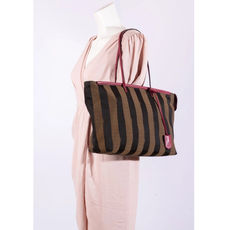 Fendi Pequin Stripe Canvas Roll Tote