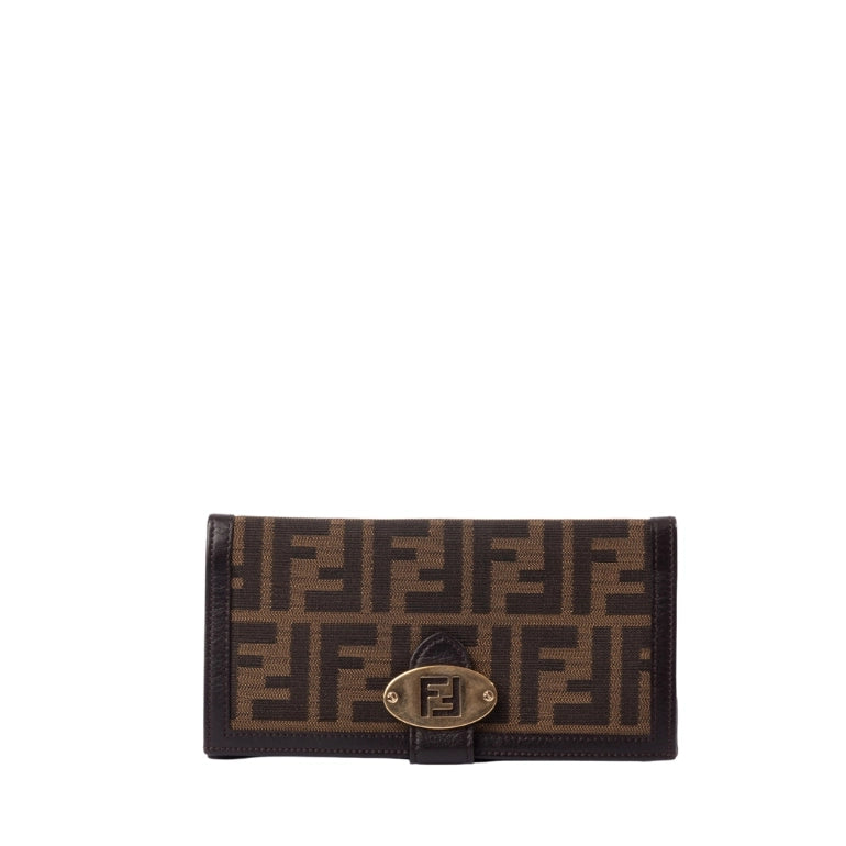 Fendi Zucca Canvas Flap Continental Wallet