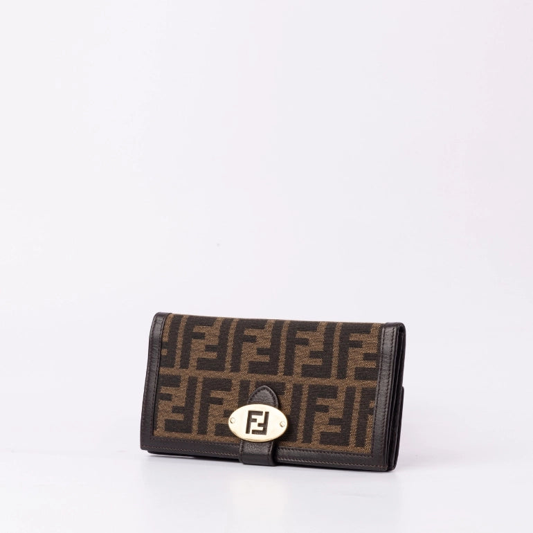 Fendi Zucca Canvas Flap Continental Wallet