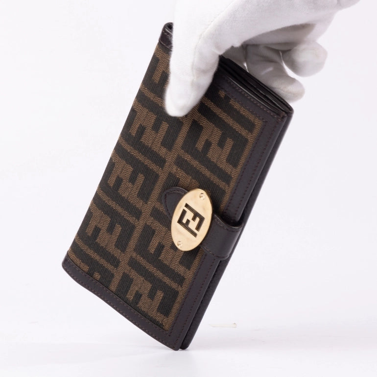 Fendi Zucca Canvas Flap Continental Wallet