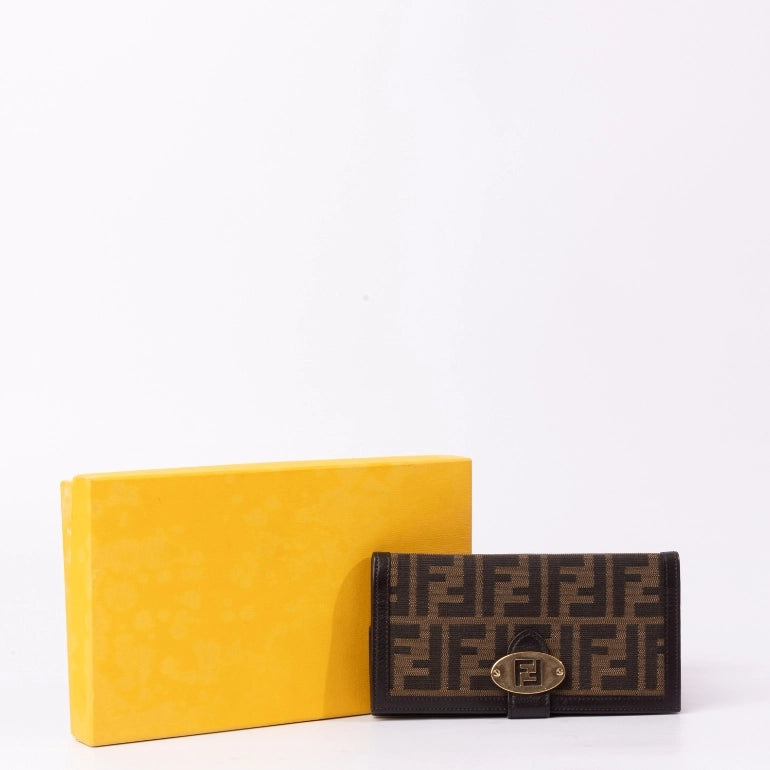 Fendi Zucca Canvas Flap Continental Wallet