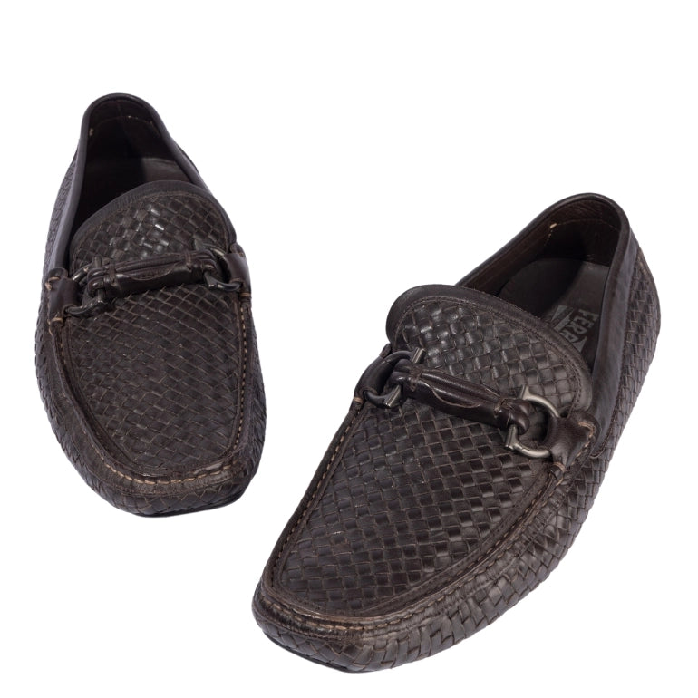 Ferragamo Parigi Gancio Bit Woven Loafers