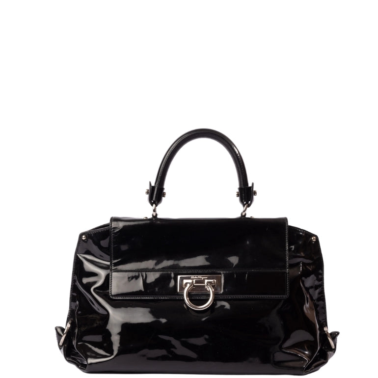 Ferragamo Sofia Patent Leather Top Handle Bag