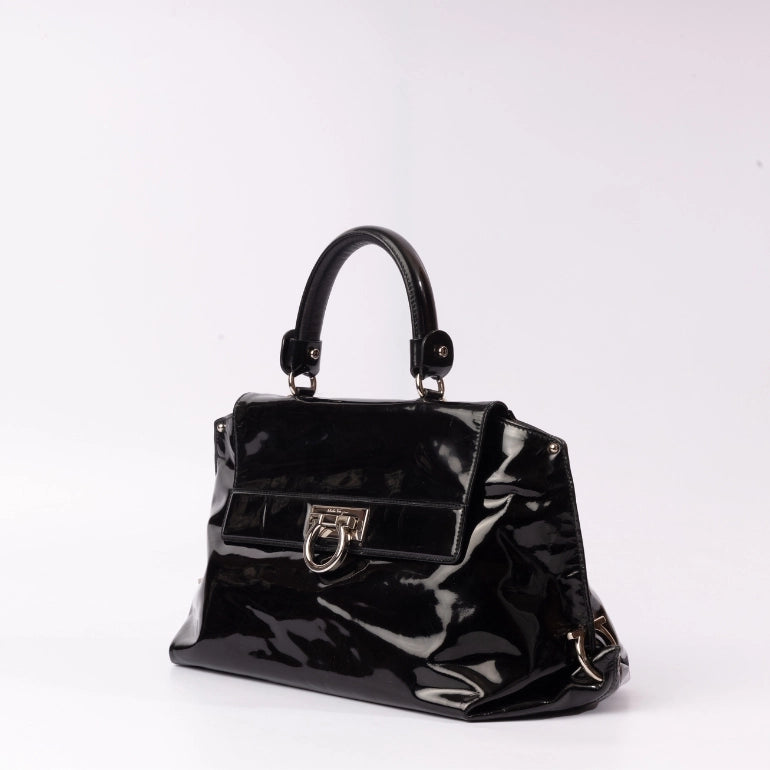 Ferragamo Sofia Patent Leather Top Handle Bag