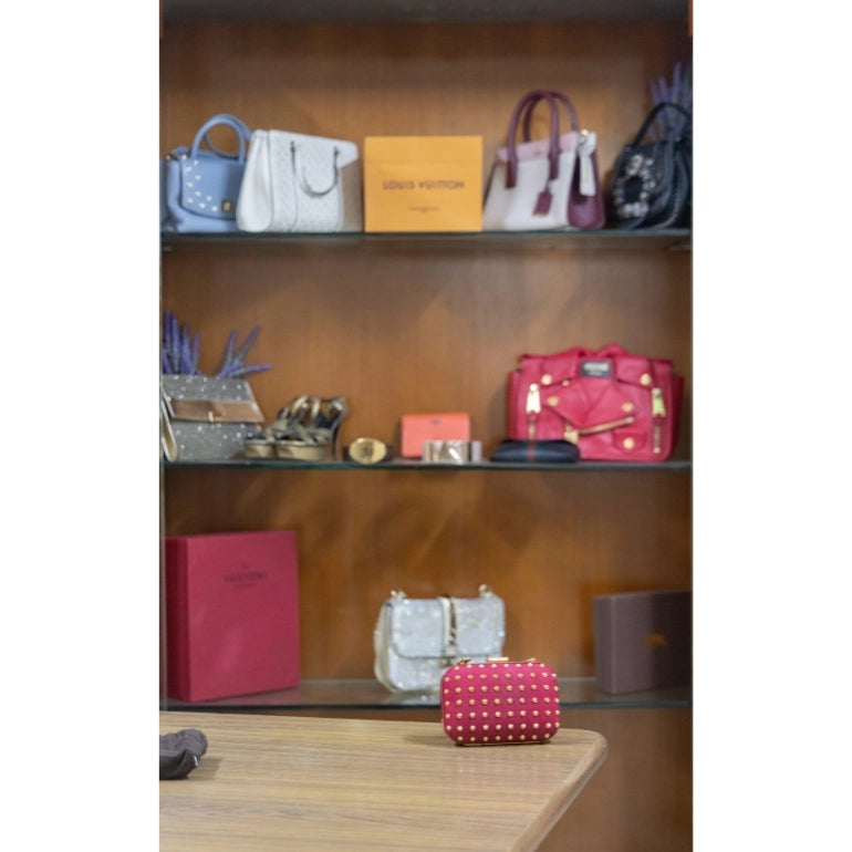 Gucci Alcantara Studded Broadway Clutch