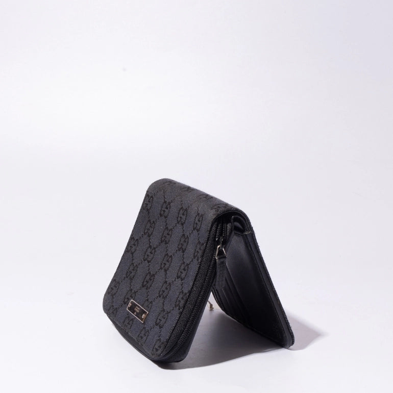 Gucci GG Canvas Compact Zip Around Coin Wallet