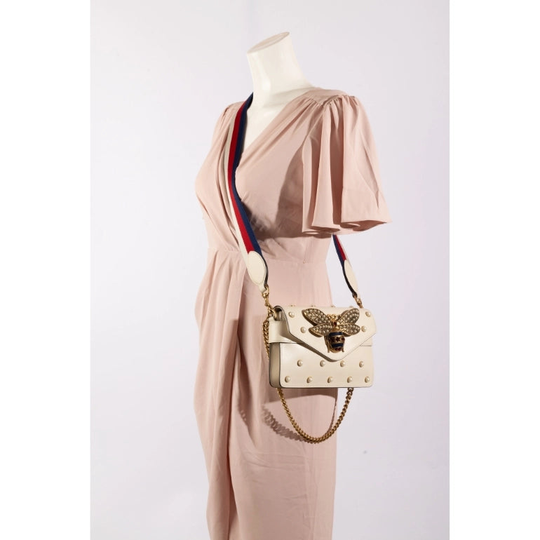 Gucci Off White Broadway Pearly Bee Shoulder Bag