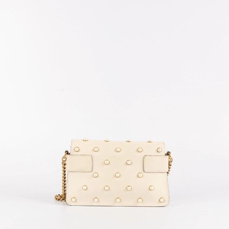 Gucci Off White Broadway Pearly Bee Shoulder Bag