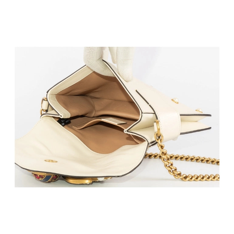 Gucci Off White Broadway Pearly Bee Shoulder Bag