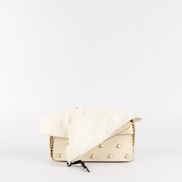 Gucci Off White Broadway Pearly Bee Shoulder Bag