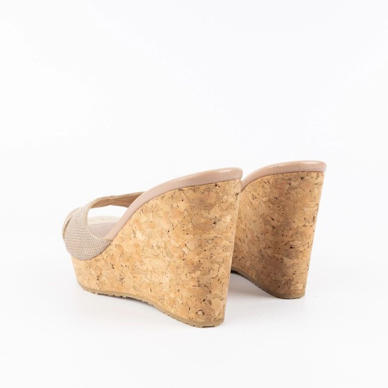 Jimmy Choo Beige Leather Cork Wedges