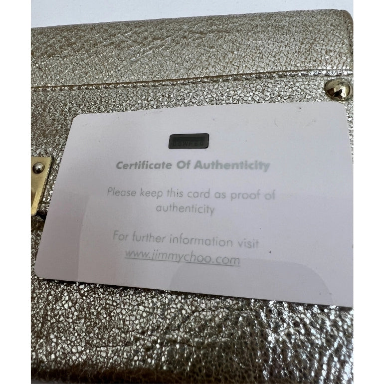 Jimmy Choo Metallic Gold Leather and Glitter Reese Clutch