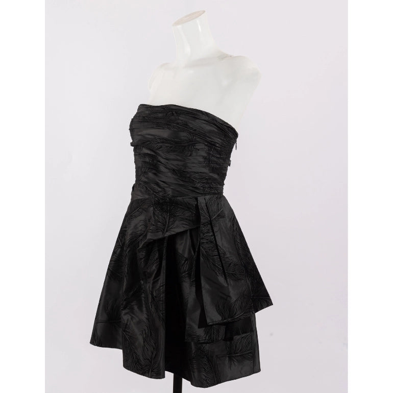 Juicy Couture strapless silk feather embossed dress