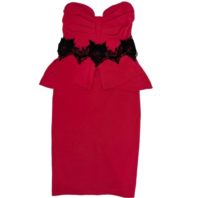 Lipsy London Pleated Bandeau Lace Waist Peplum Dress