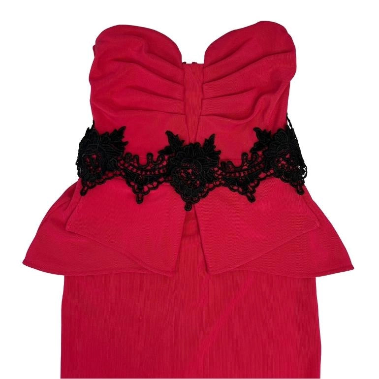 Lipsy London Pleated Bandeau Lace Waist Peplum Dress