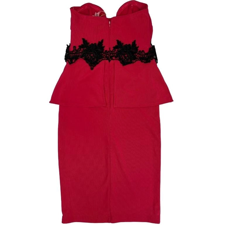 Lipsy London Pleated Bandeau Lace Waist Peplum Dress