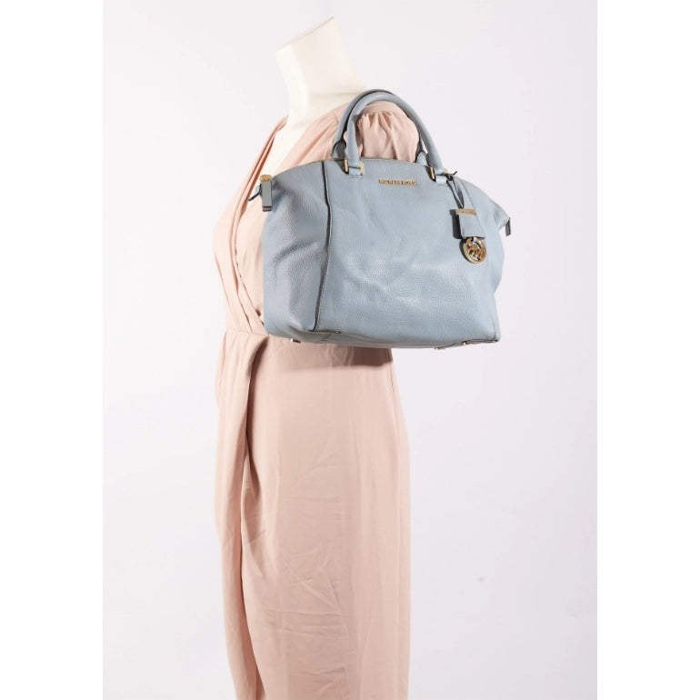 Michael Kors Dusty Blue Leather Riley Satchel