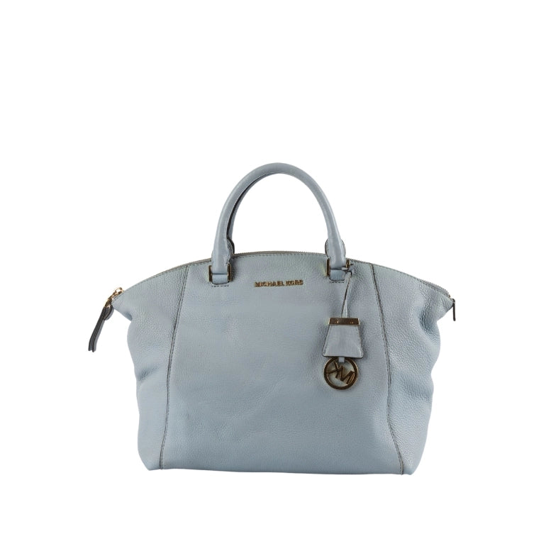 Michael Kors Dusty Blue Leather Riley Satchel