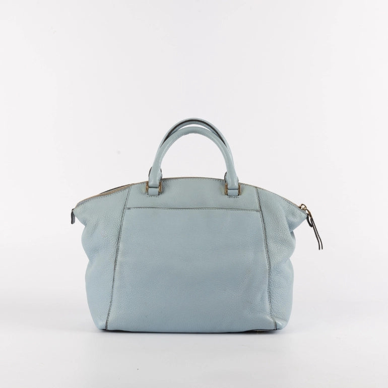 Michael Kors Dusty Blue Leather Riley Satchel