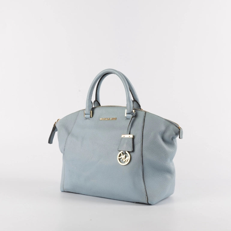Michael Kors Dusty Blue Leather Riley Satchel