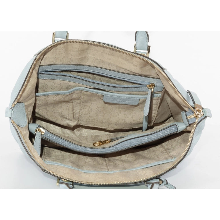 Michael Kors Dusty Blue Leather Riley Satchel
