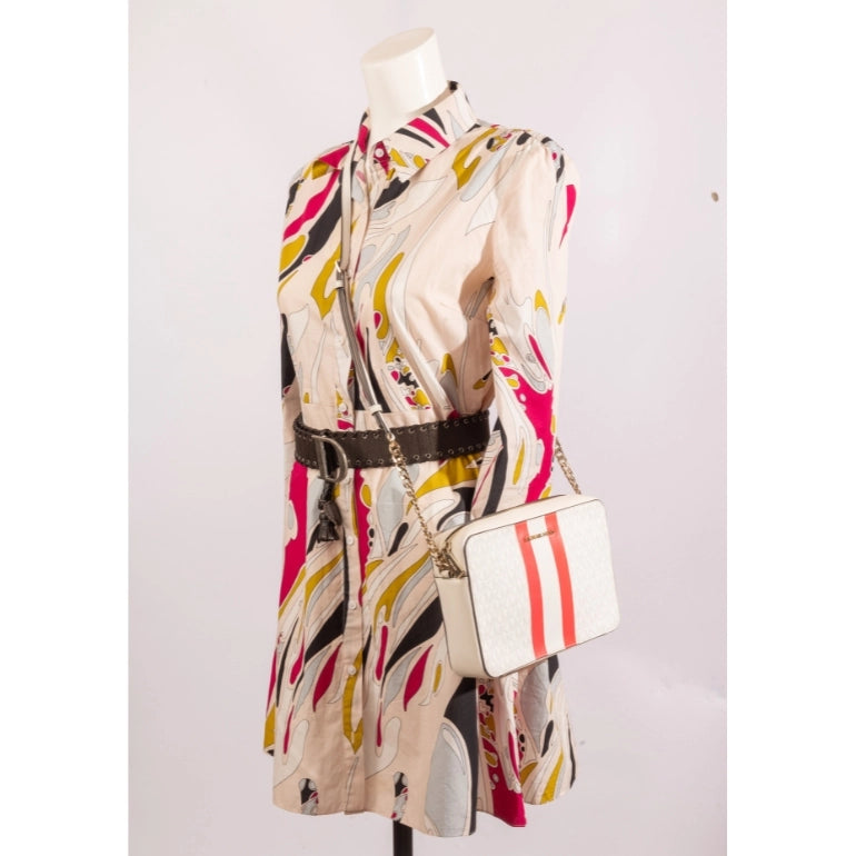 Michael Kors Jet Set Logo Stripe Camera Crossbody Bag
