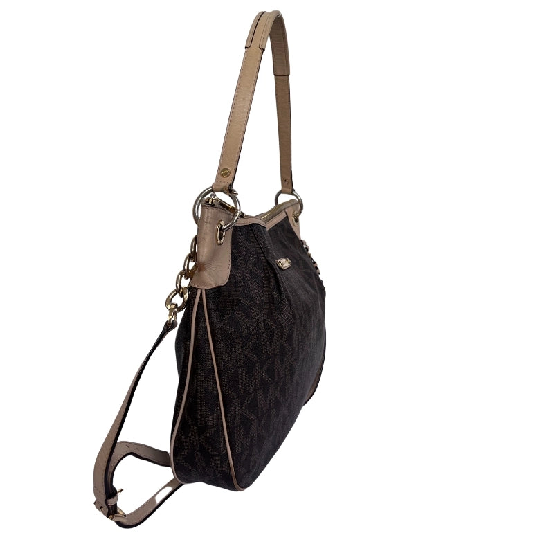 Michael Kors Jet Set Signature Leather Trim Hobo Bag