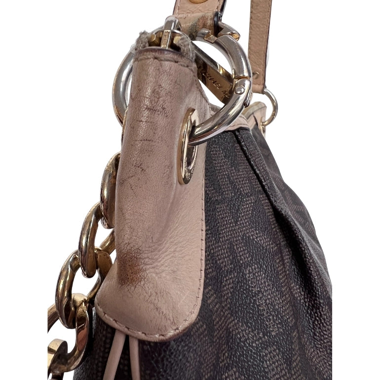 Michael Kors Jet Set Signature Leather Trim Hobo Bag